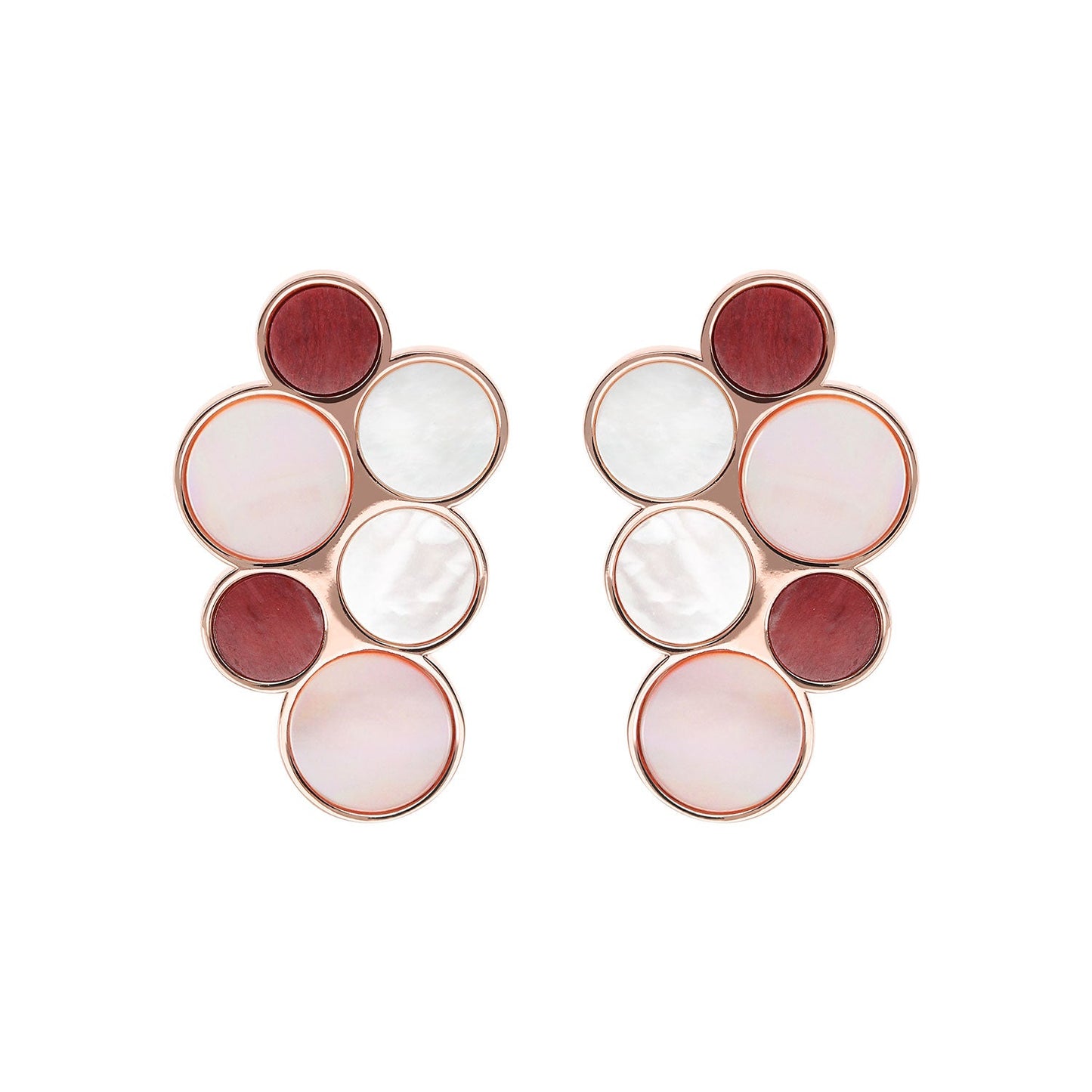 Bronzallure Alba Red Fossil Mop Flat Earrings - Prime & Pure