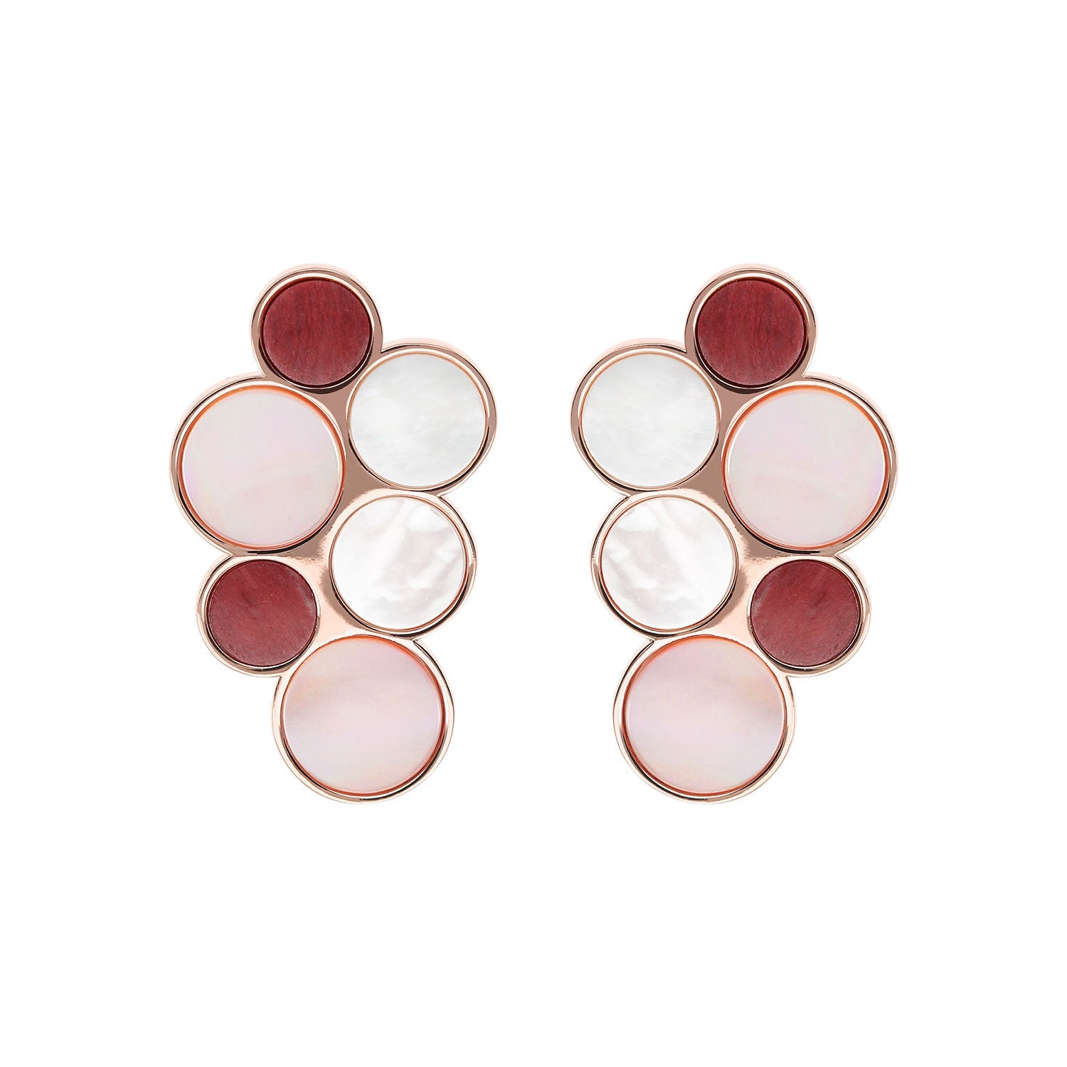 Bronzallure Alba Red Fossil Mop Flat Earrings - Prime & Pure