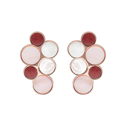 Bronzallure Alba Red Fossil Mop Flat Earrings - Prime & Pure