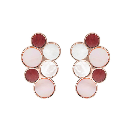 Bronzallure Alba Red Fossil Mop Flat Earrings - Prime & Pure