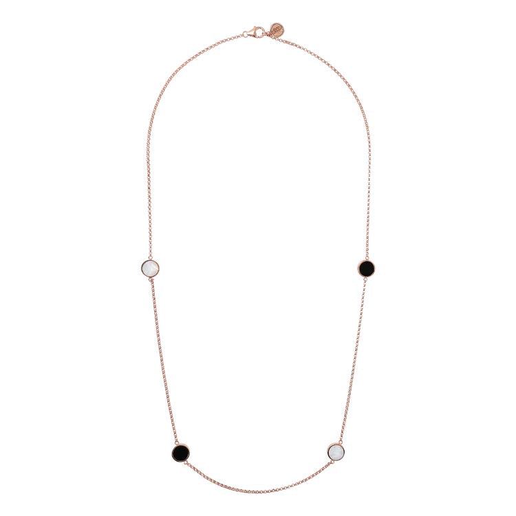 Bronzallure Alba Black Onyx/White Mop Necklace - Prime & Pure