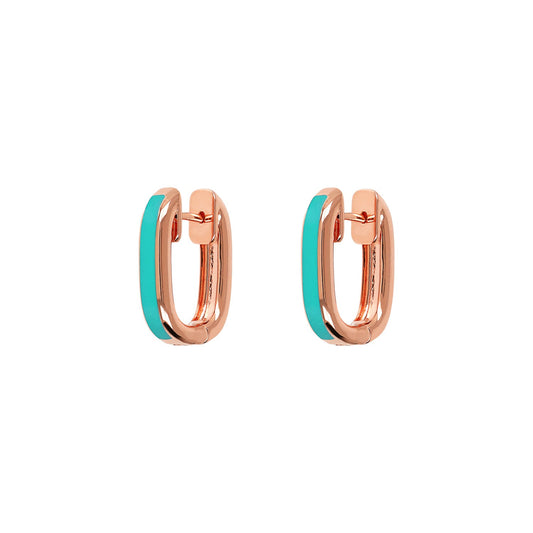 Bronzallure Miss Enamel Oval Hoop Earrings - Prime & Pure