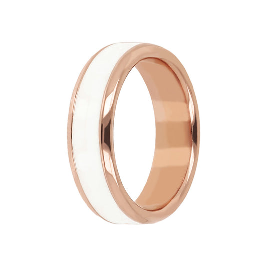 Bronzallure Miss White Enamel Band Ring - Prime & Pure