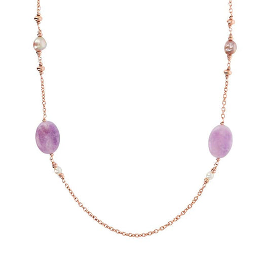 Bronzallure Maxima Lavender & Pearl Necklace - Prime & Pure