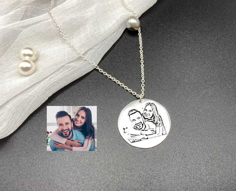 Photo Sketch Engraved Necklace - Prime & Pure