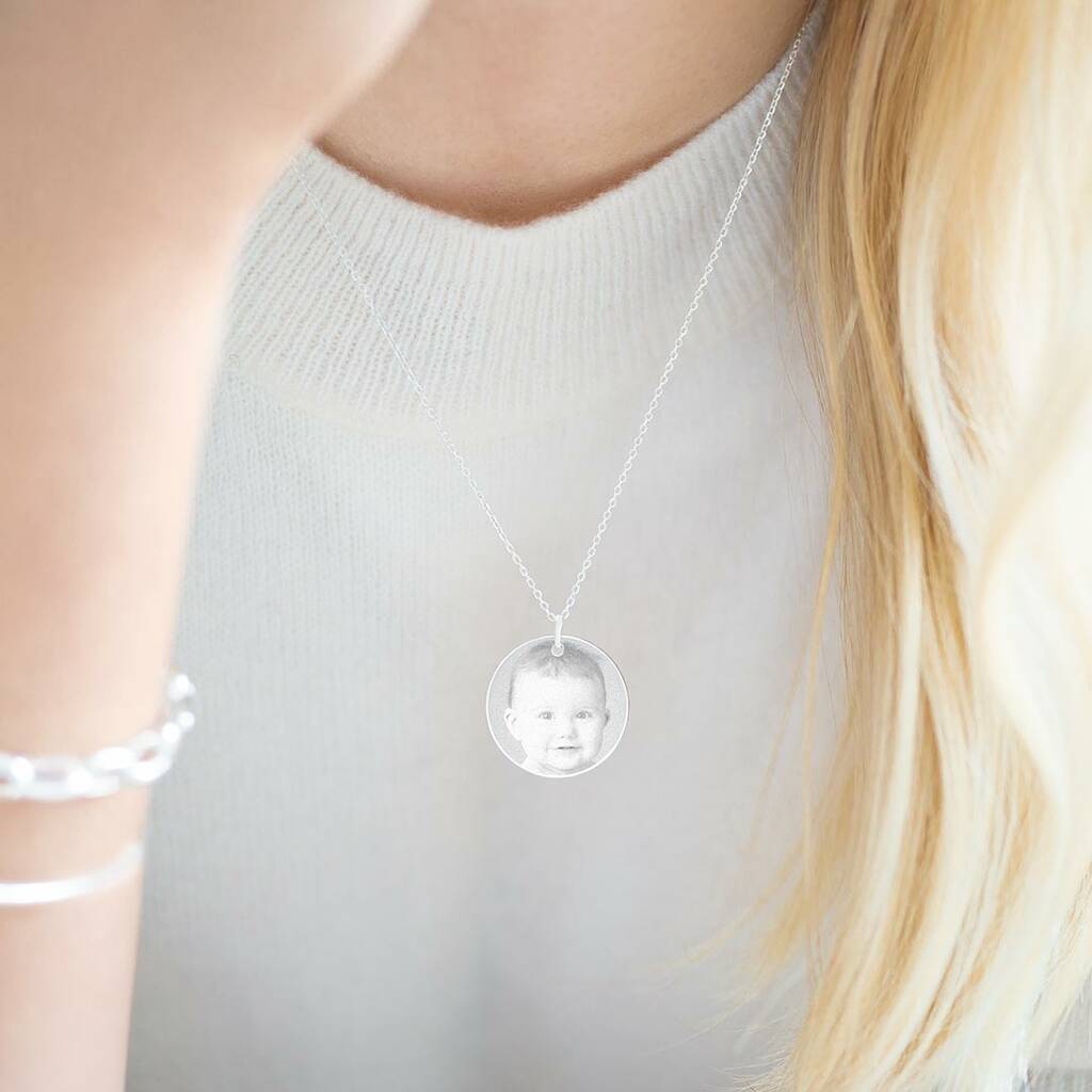 Etched hot sale picture necklace