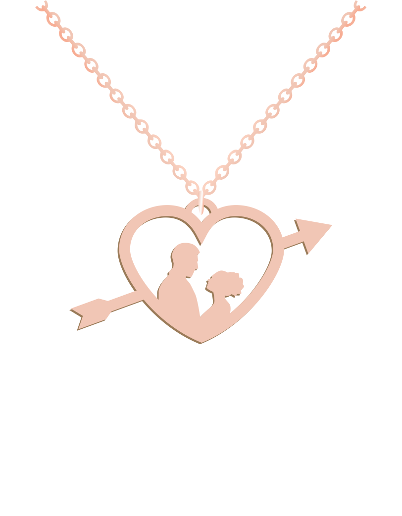 Couples Heart Arrow Engraved Names Necklace - Prime & Pure