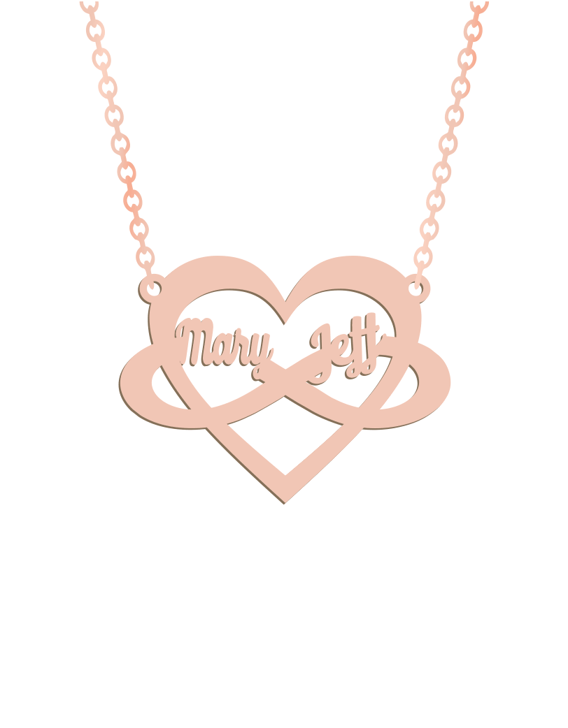 Couples Heart Infinity Names Necklace - Prime & Pure