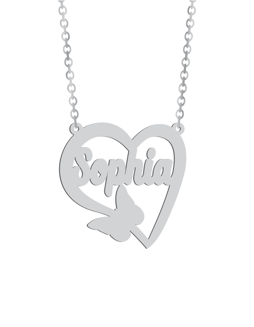 Butterfly Heart Name Necklace - Prime & Pure