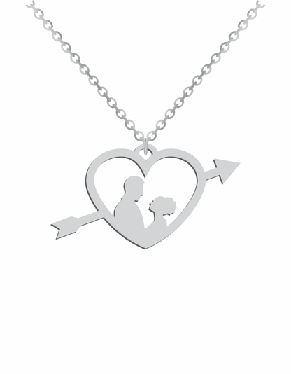 Couples Heart Arrow Engraved Names Necklace - Prime & Pure