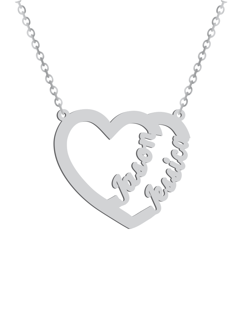 Couples Hearts Names Necklace - Prime & Pure