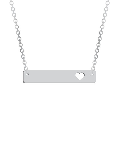 Engraved Bar with Heart Necklace - Prime & Pure