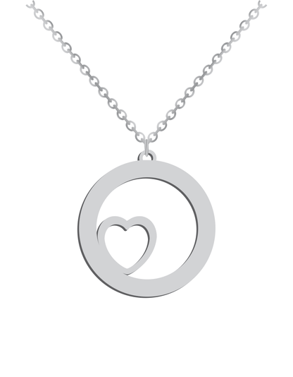 Engraved Name on Circle Heart Necklace - Prime & Pure