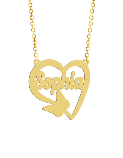 Butterfly Heart Name Necklace - Prime & Pure