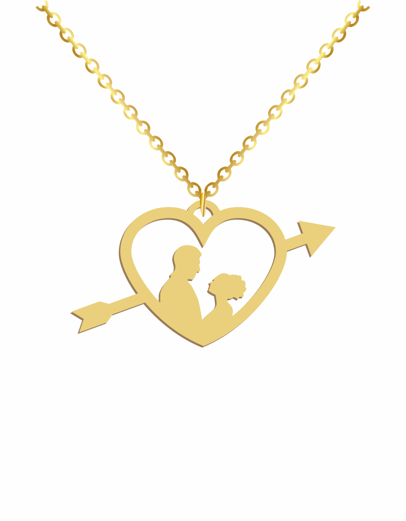 Couples Heart Arrow Engraved Names Necklace - Prime & Pure