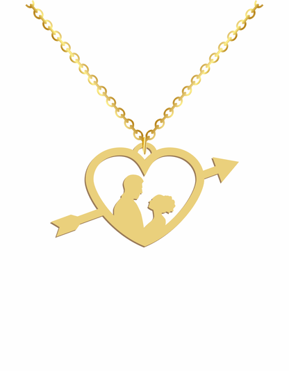 Couples Heart Arrow Engraved Names Necklace - Prime & Pure