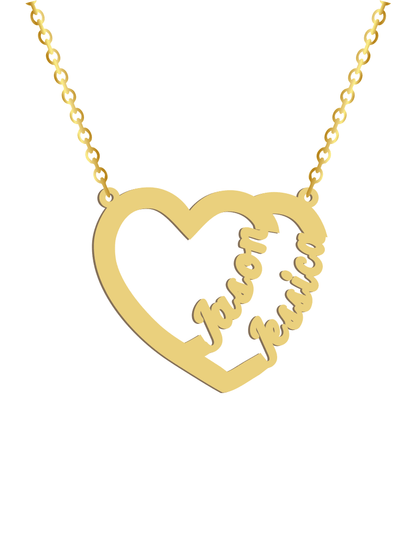 Couples Hearts Names Necklace - Prime & Pure