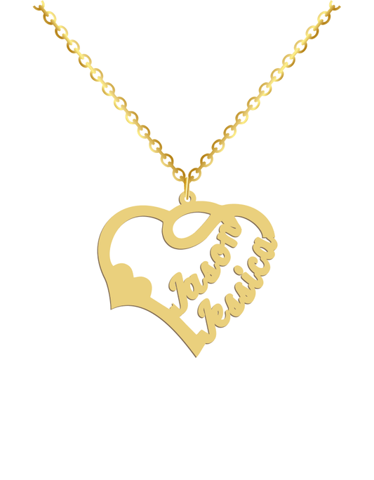 Couples Small Heart Names Necklace - Prime & Pure