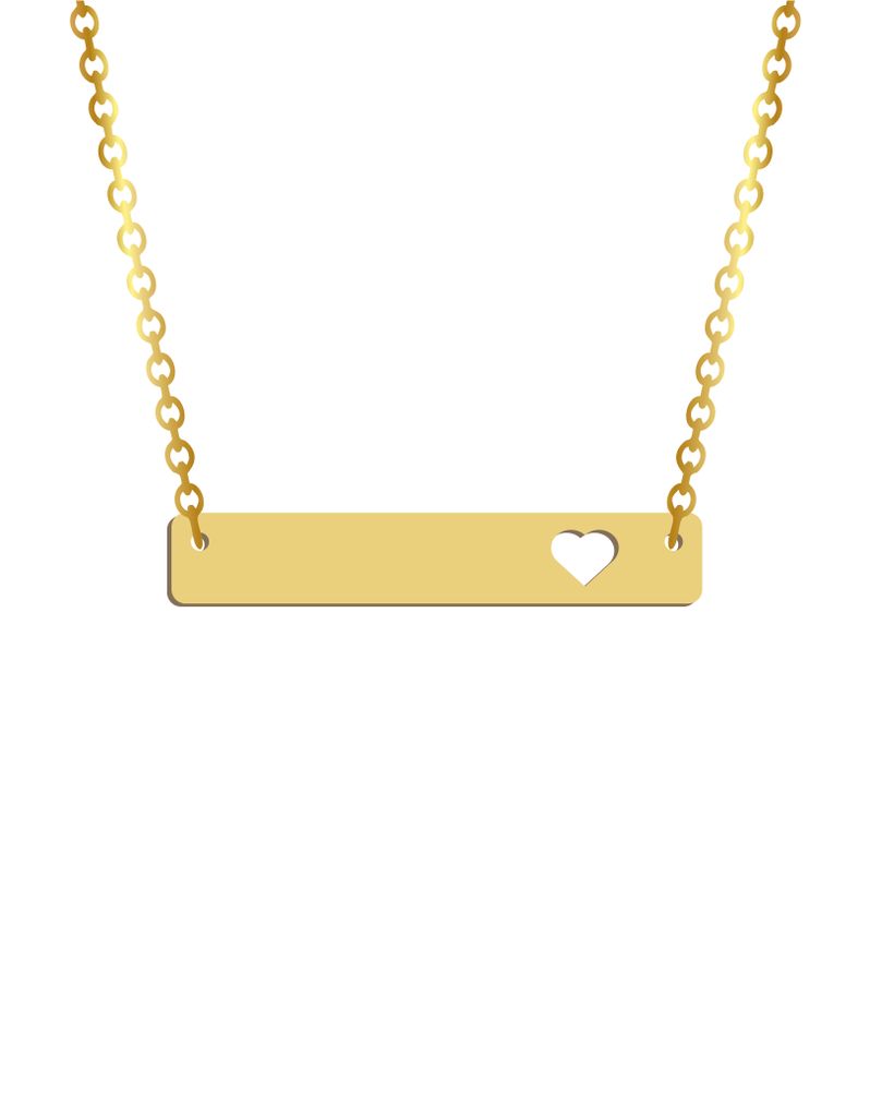 Engraved Bar with Heart Necklace - Prime & Pure