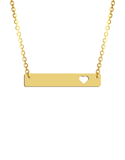 Engraved Bar with Heart Necklace - Prime & Pure