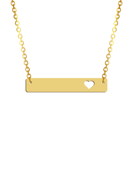 Engraved Bar with Heart Necklace - Prime & Pure