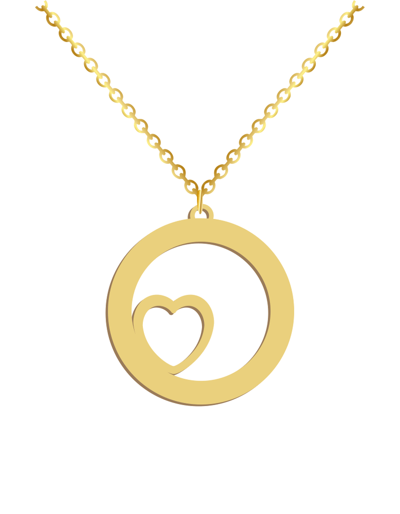 Engraved Name on Circle Heart Necklace - Prime & Pure