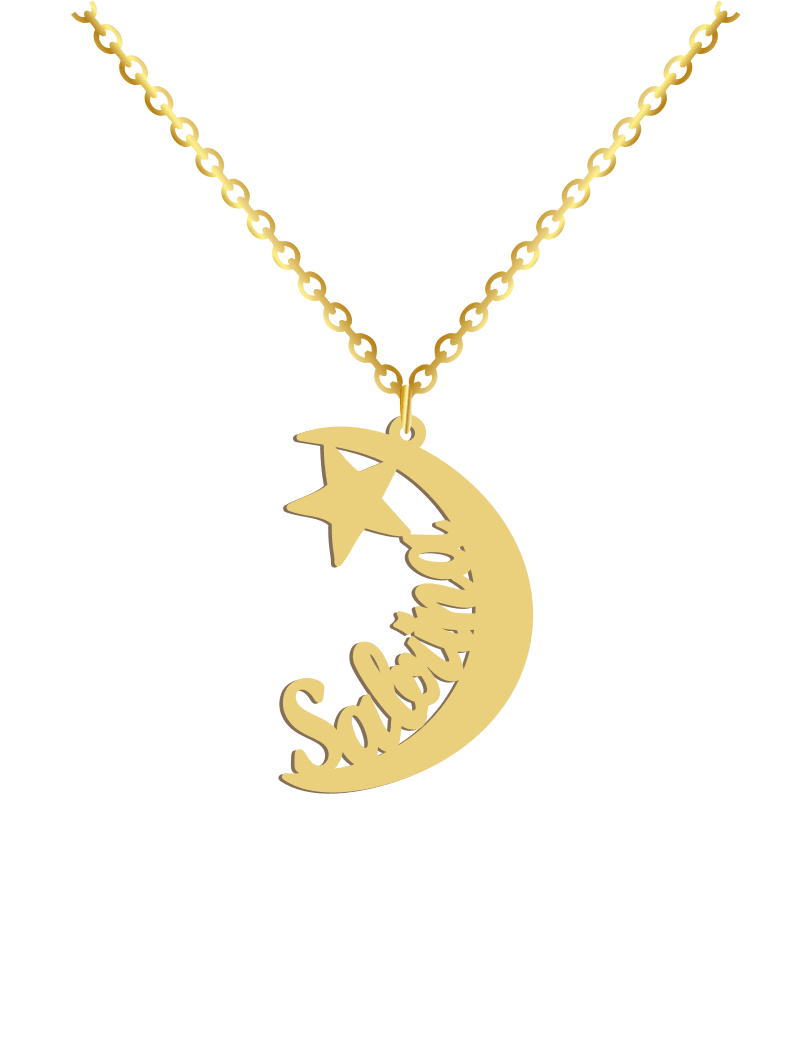 Moon Star Name Necklace - Prime & Pure