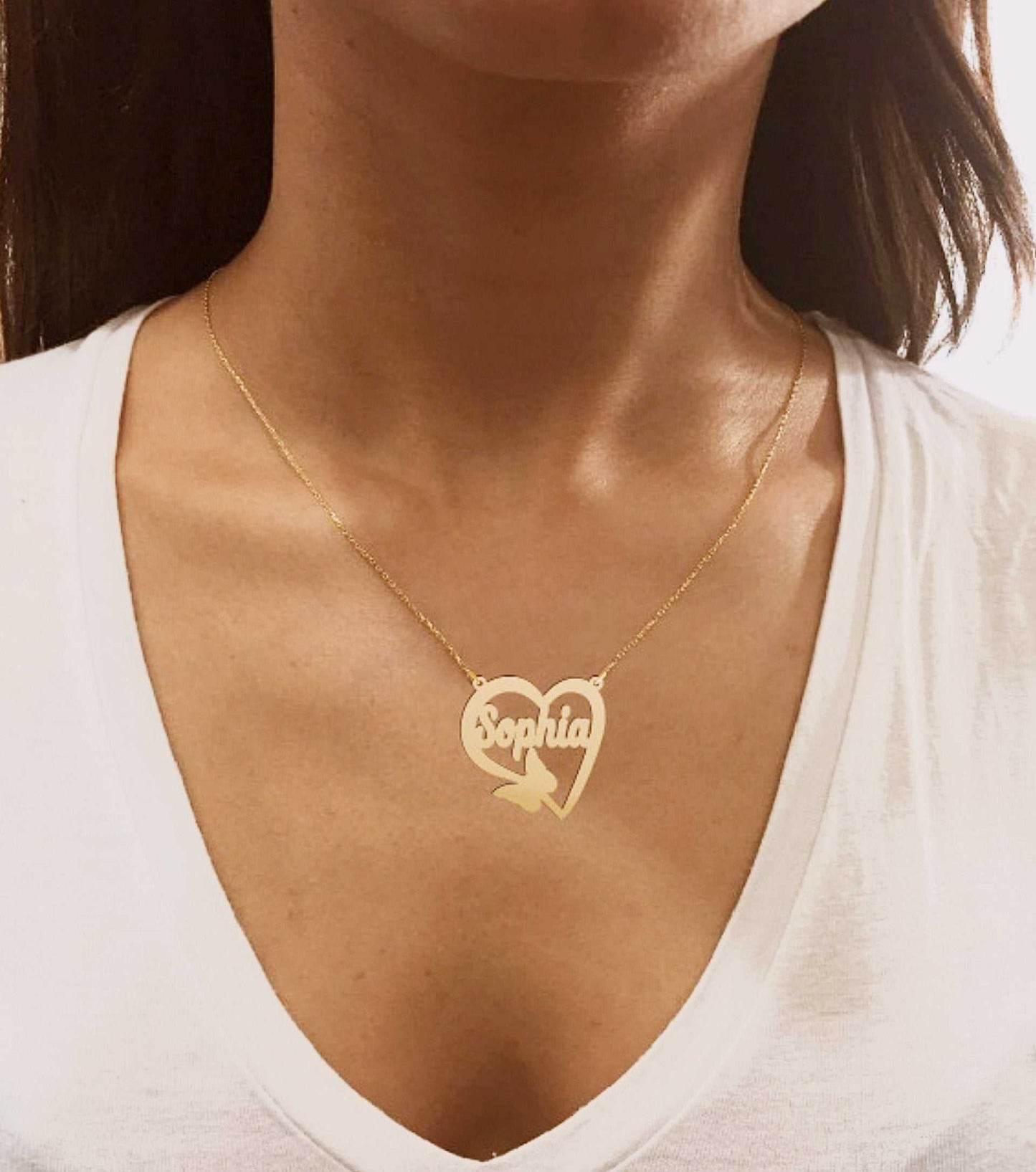 Butterfly Heart Name Necklace - Prime & Pure