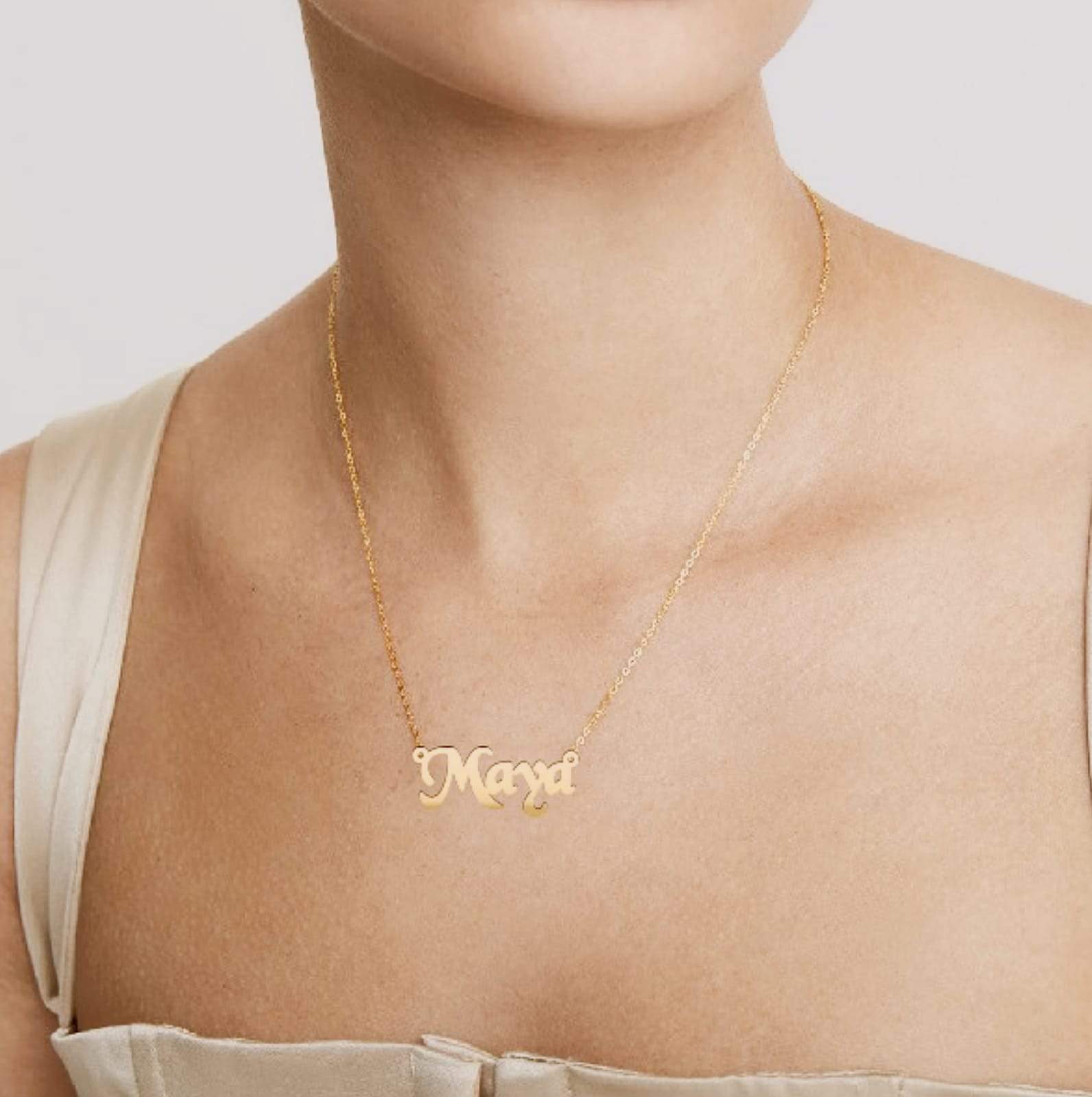 Name necklace on sale 22k gold