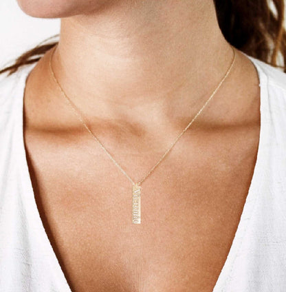 Engraved Vertical Bar Necklace - Prime & Pure