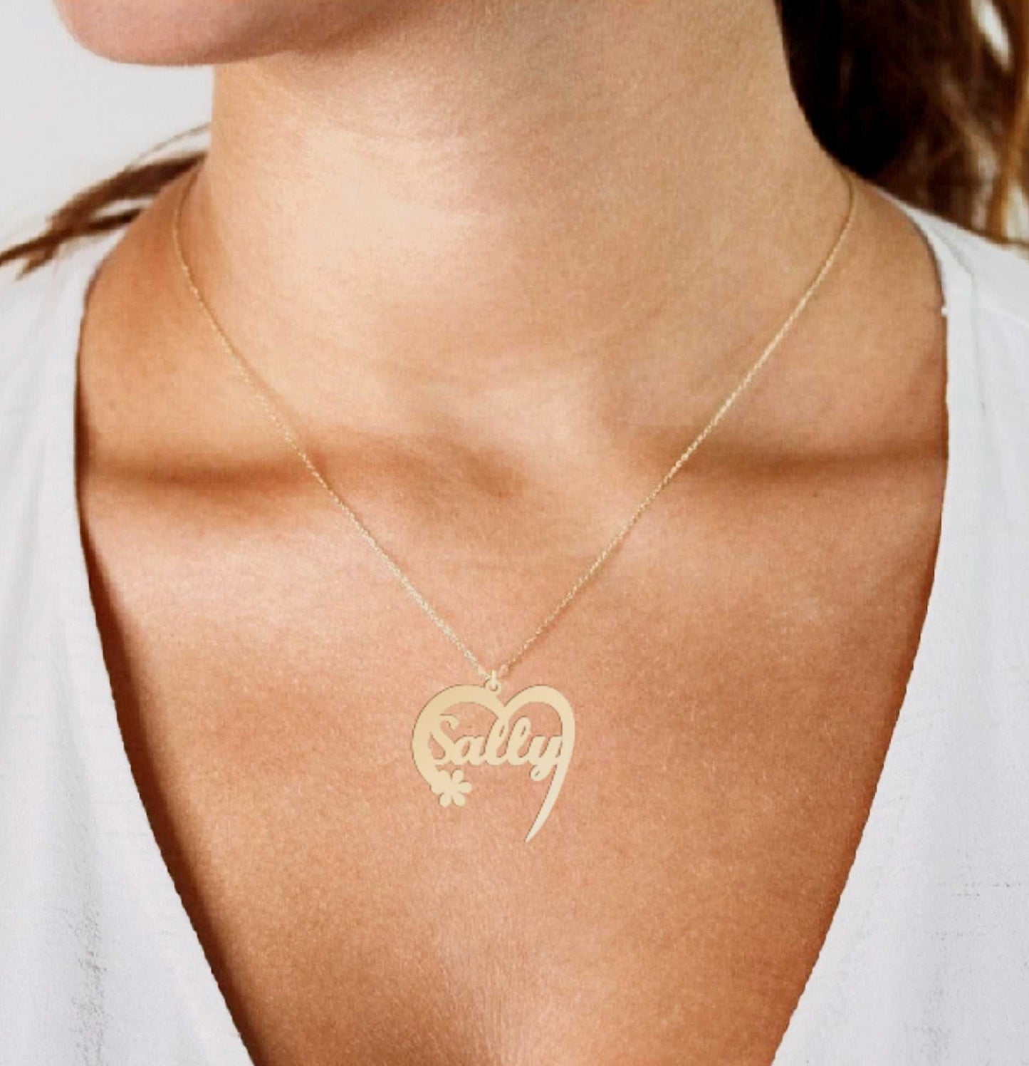 Heart with Flower Name Necklace - Prime & Pure