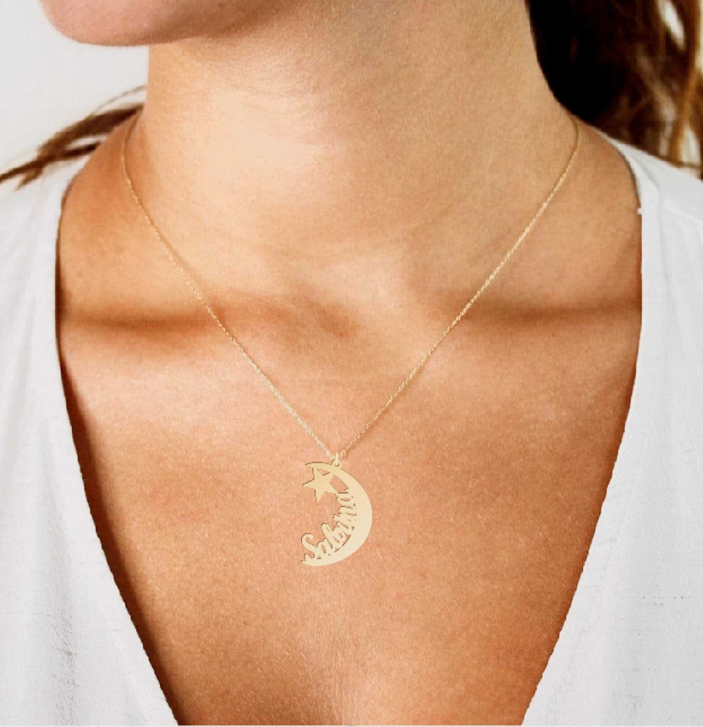 Moon Star Name Necklace - Prime & Pure