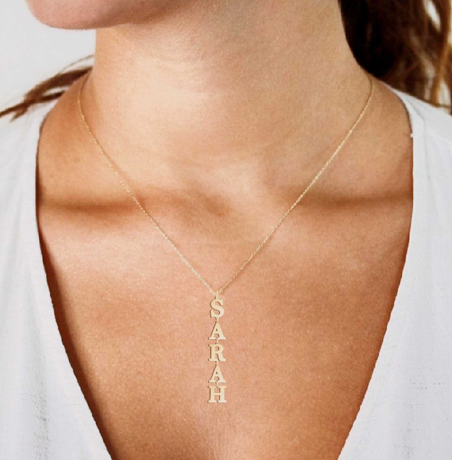 Vertical Letters Name Necklace - Prime & Pure