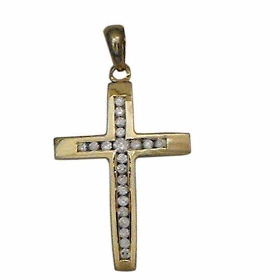 9 Karat Yellow Gold Diamond Cross Pendant - Prime & Pure