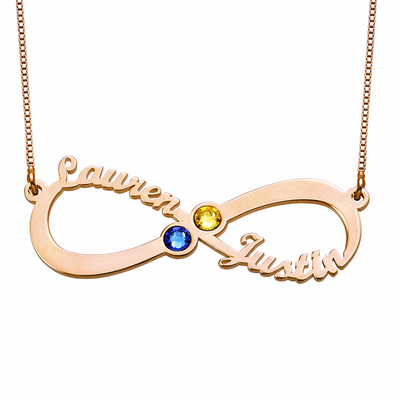 Infinity two Names Birthstones Necklace - Prime & Pure