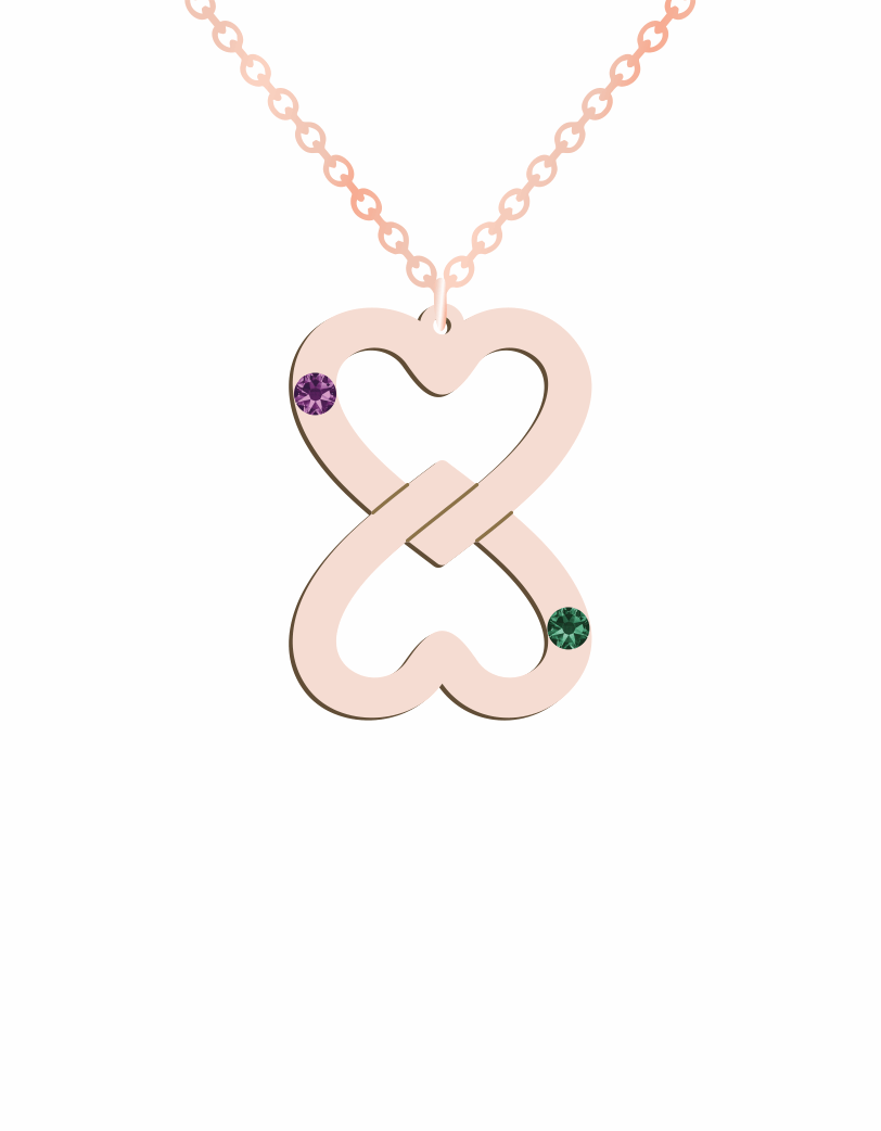 Couple Hearts Birthstones Necklace - Prime & Pure