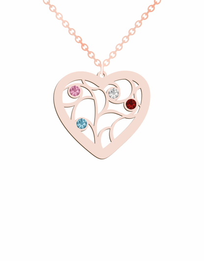 Family Heart Tree Birthstones Necklace - Prime & Pure