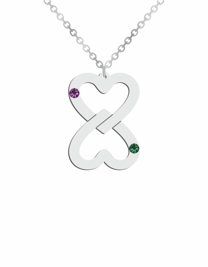 Couple Hearts Birthstones Necklace - Prime & Pure