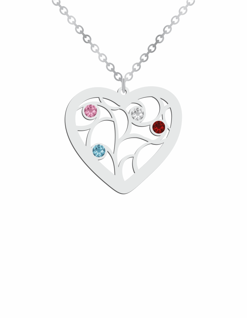 Family Heart Tree Birthstones Necklace - Prime & Pure