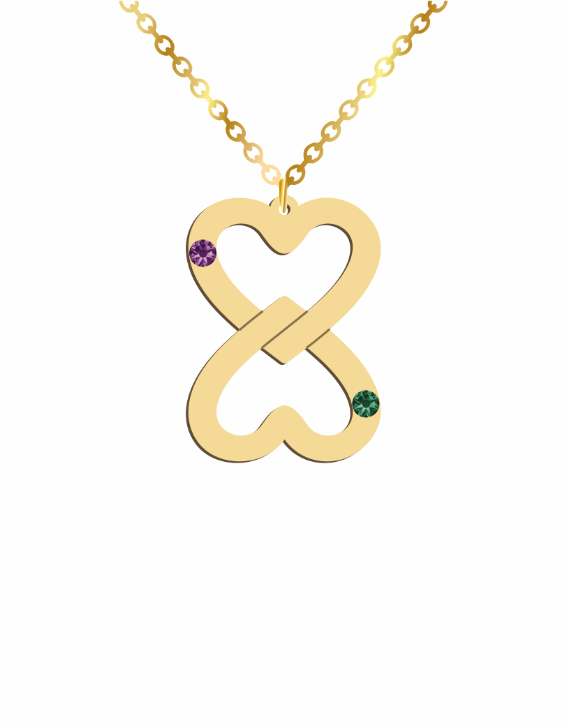 Couple Hearts Birthstones Necklace - Prime & Pure